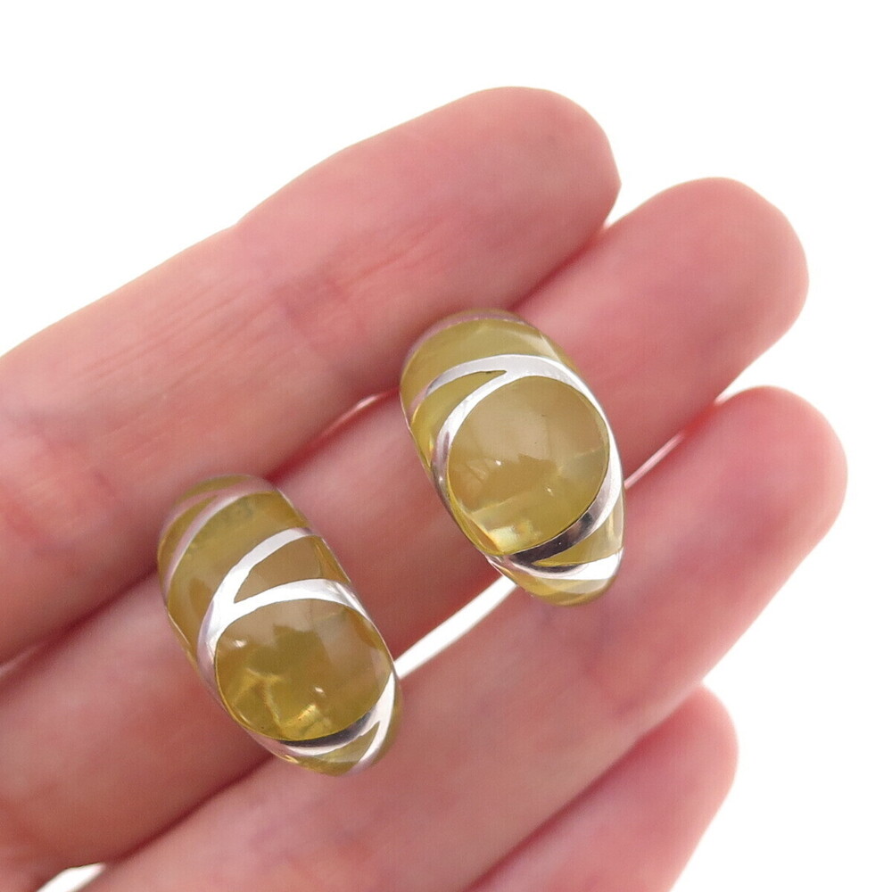LLK Designs 925 Sterling Silver Vintage Enamel Modernist Omega Back Earrings
